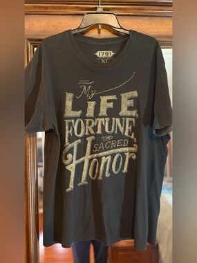 1791 Black Graphic Tee with Gold Lettering XL